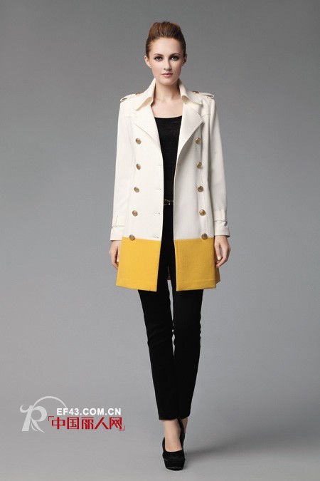 拼接中长款外套 不同材质拼接外套