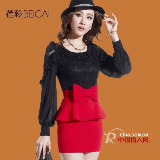 2014裙装色彩搭配 时尚经典的红黑色搭配