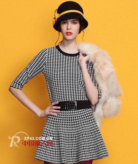 2014流行复古元素 千鸟格裙装搭配