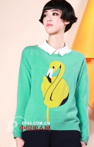 2014印花元素来袭 紫色绿色印花图案毛衣