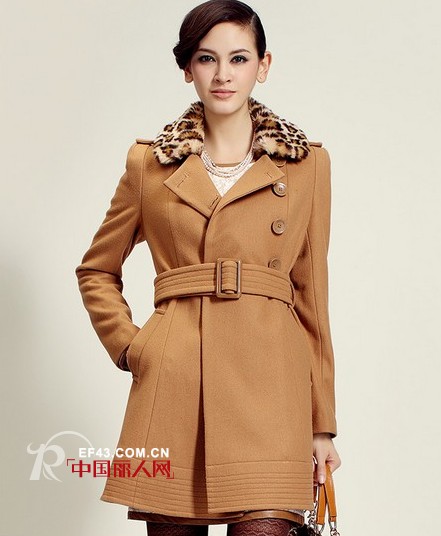 春装搭配豹纹翻领毛呢外套 格子条纹毛呢外套