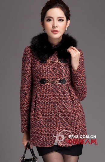 春装搭配豹纹翻领毛呢外套 格子条纹毛呢外套