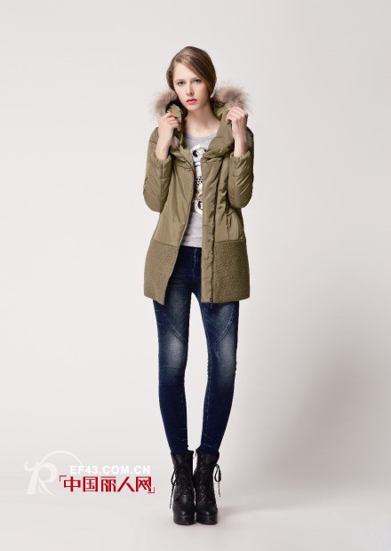 布同女装军绿色外套陪你过冬天