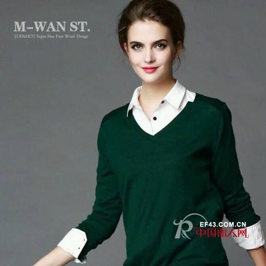 假两件套针织衫搭配 拼接撞色时尚LOOK