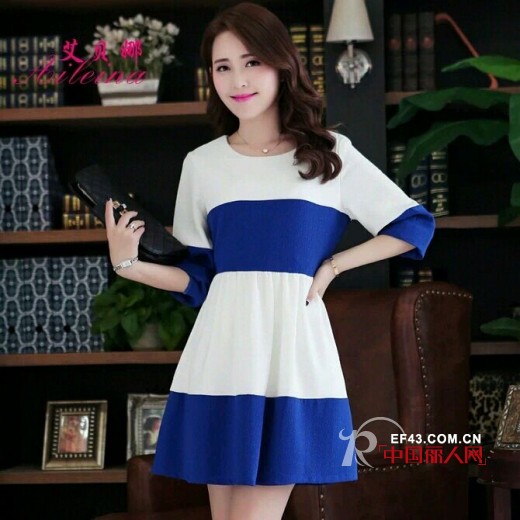女神装扮学习 拼接撞色连衣裙搭出精彩一季
