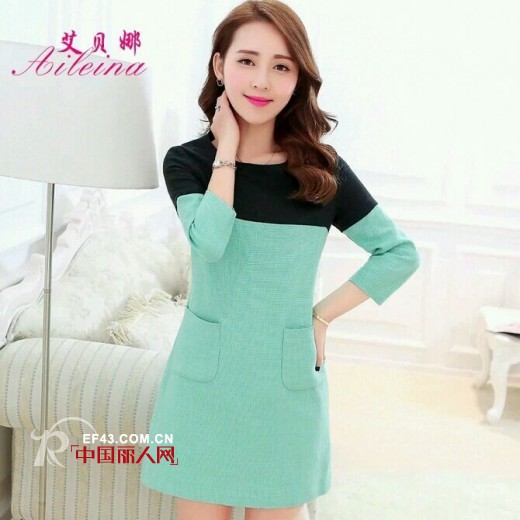 女神装扮学习 拼接撞色连衣裙搭出精彩一季