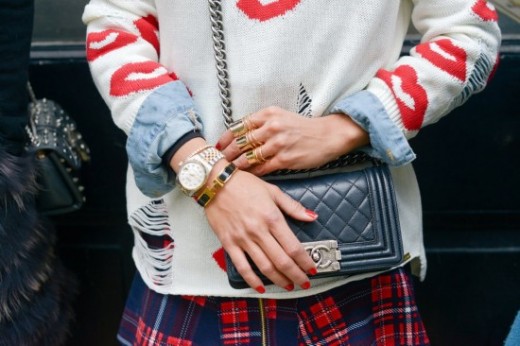 2014伦敦时装周街拍 皮鞋+方包打造初春潮流范儿