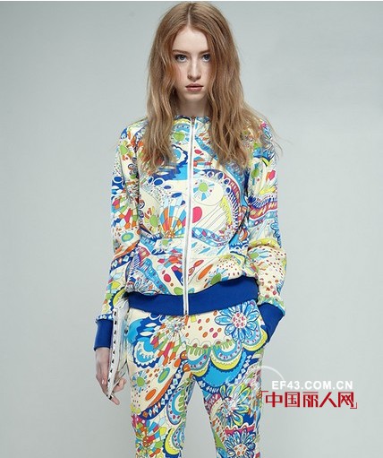 朋克风拼接女装搭配 印花民族风休闲套装