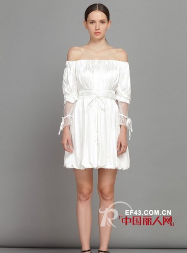 2014春夏流行趋势 一字领俏皮性感连衣裙