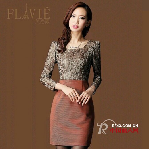 新款高腰修身连衣裙 拼接撞色演绎优雅范儿