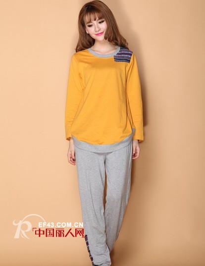 春夏家居服款式推荐 纯棉撞色家居套装