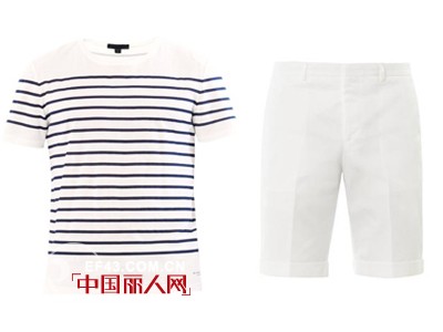 经典条纹T恤拼接,撞色,变化穿出男装新味道