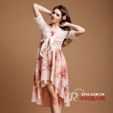 不规则下摆连衣裙　不规则雪纺连衣裙夏季新款