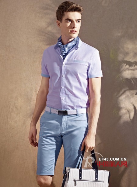 盛夏男士小清新短袖衬衫搭配 带给你干净舒适感