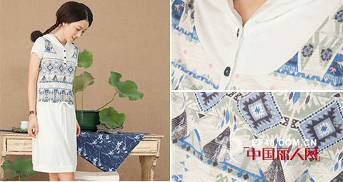 【茵曼每周新品】穿白色印花衫清凉一夏