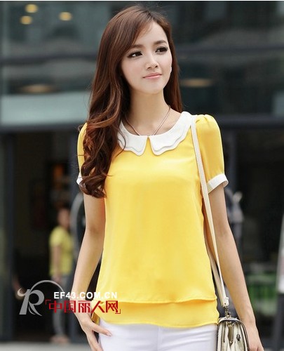 女士荷叶袖露肩雪纺衫 韩版雪纺衫怎么搭配好看