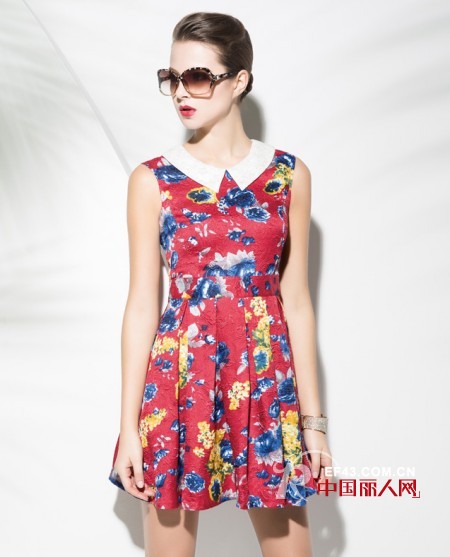 夏季清新印花连衣裙  千合伴夏季新款印花连衣裙