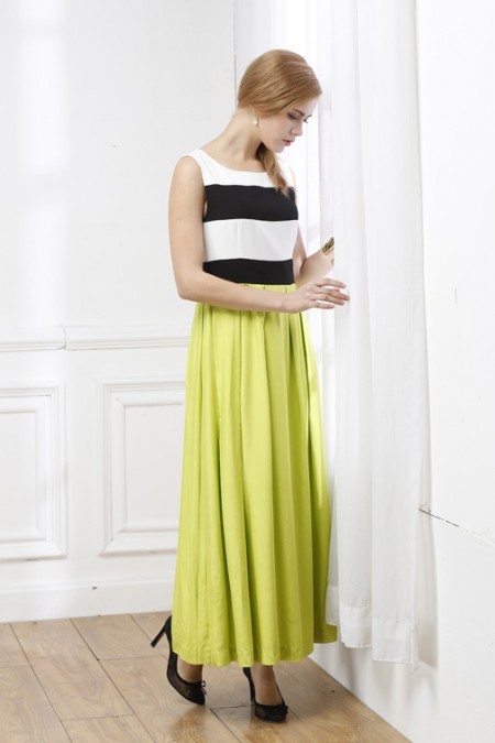 长裙不一样拼接的款式设计 个性拼接连衣裙搭配