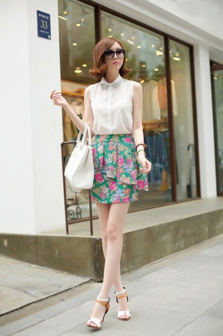 微胖的女生穿什么好看 微胖女孩夏天白色雪纺衫显瘦搭配