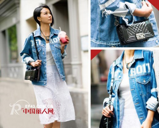 街拍穿什么服装?姚星彤巴黎街头玩转丹宁风