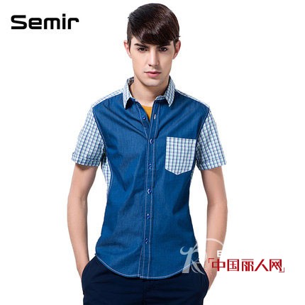 拼接衬衫搭配 男士休闲衬衫怎么搭配 森马2014夏季新款商务休闲衬衫上市