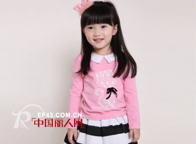 笛莎童装女童2014秋装新款蕾丝儿童卡通小猫印花长袖T恤