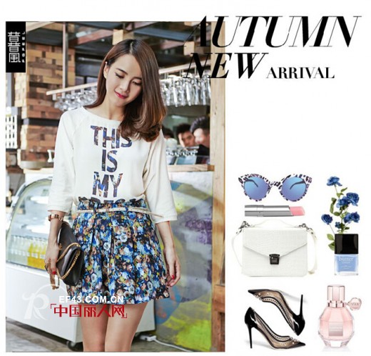 雪纺衫搭配碎花裙 初秋中袖雪纺衫搭配