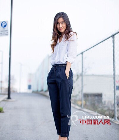 街拍哈伦裤时尚美搭   显瘦其实很简单