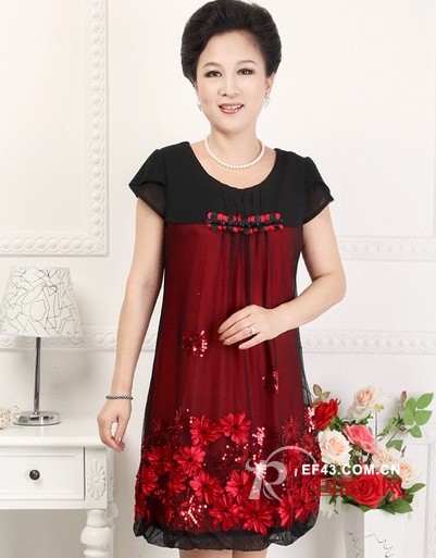 中老年印花真丝裙搭配 阔腿裤穿出年轻态