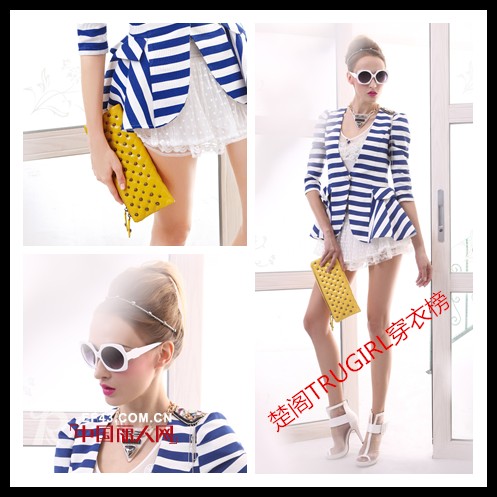 楚阁TRUGIRL穿衣榜:海军风外套早秋气质随性穿