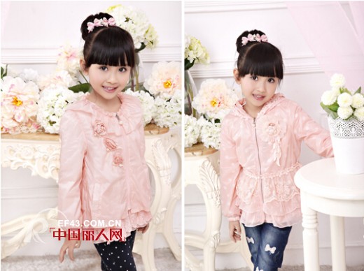 连帽卫衣搭配 儿童粉色外套