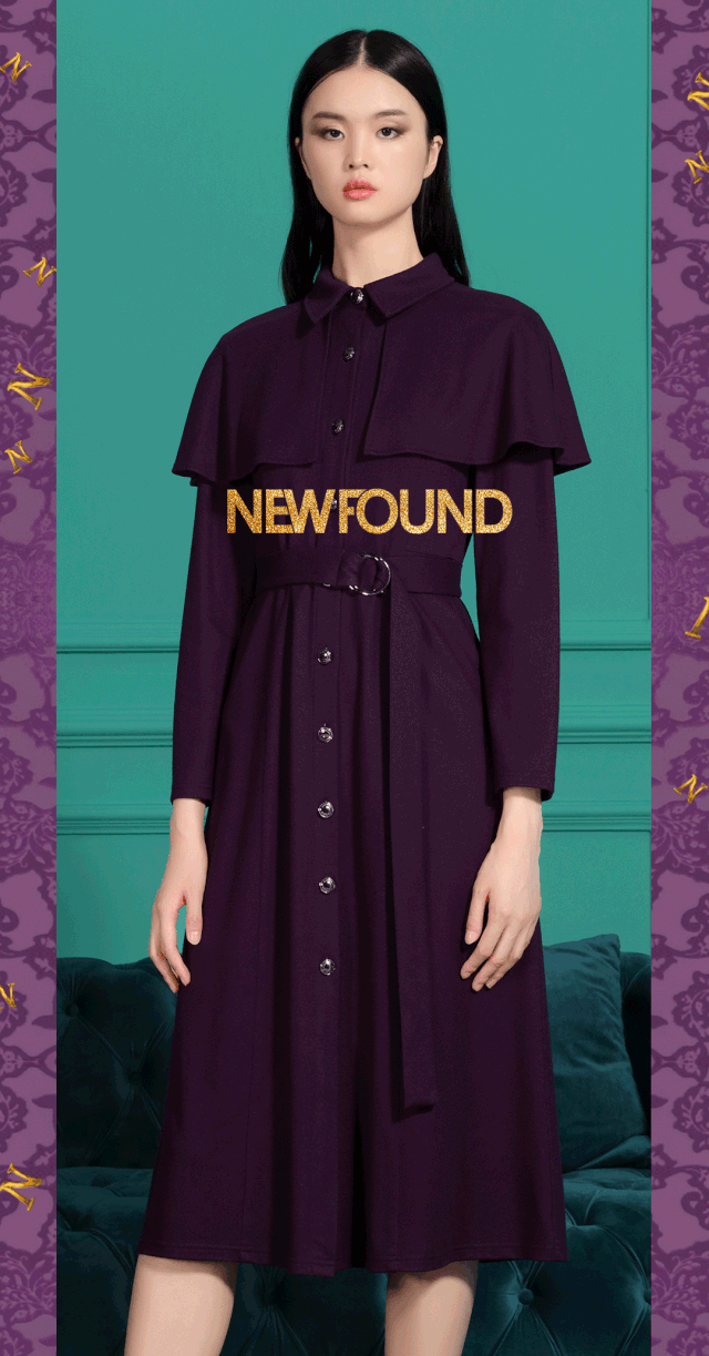 都市间女性的奢华复古 在浪漫紫色展示魅力