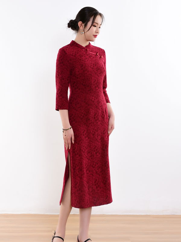 秋冬绒面旗袍裙 穿起来优雅复古又温柔