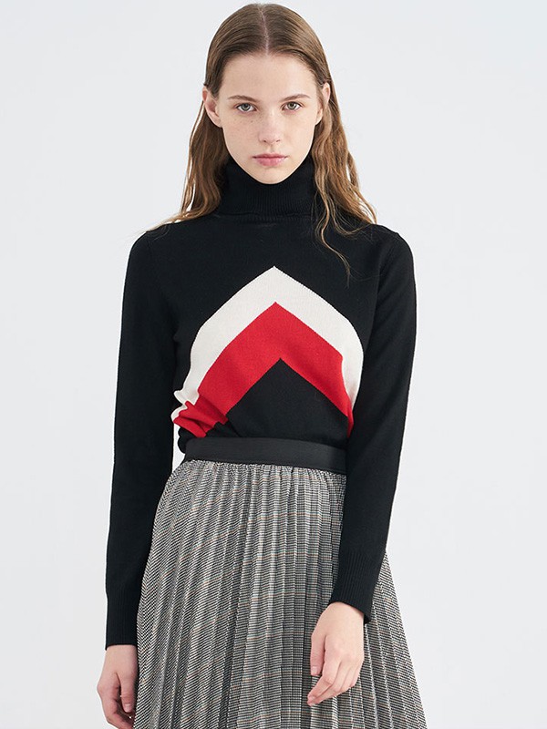 修身针织衫裙子还是裤子好看 蓝色高领打底衫配什么颜色外套