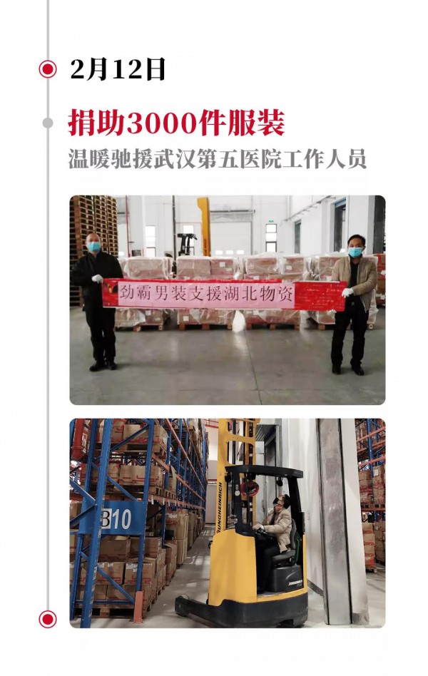 累计捐助410万元,7788件衣物,劲霸男装驰援抗疫的脚步仍未停止!