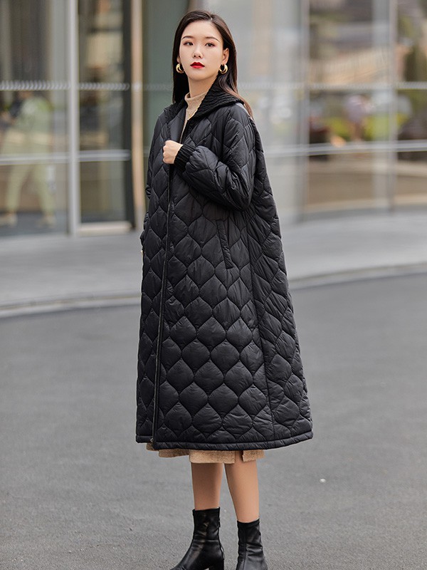 轻薄中长款棉服怎么穿好看   绮杭轩女装中性色棉服推荐