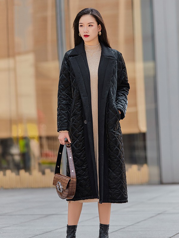 轻薄中长款棉服怎么穿好看   绮杭轩女装中性色棉服推荐