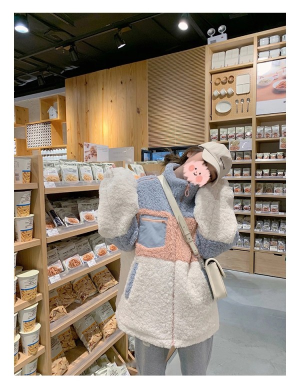 婧麒孕妇装羊羔绒加厚保暖  宽松码大产后也可以穿