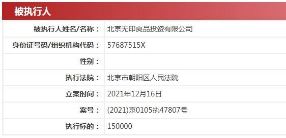 累计265万!北京无印良品再因商标纠纷被强制执行