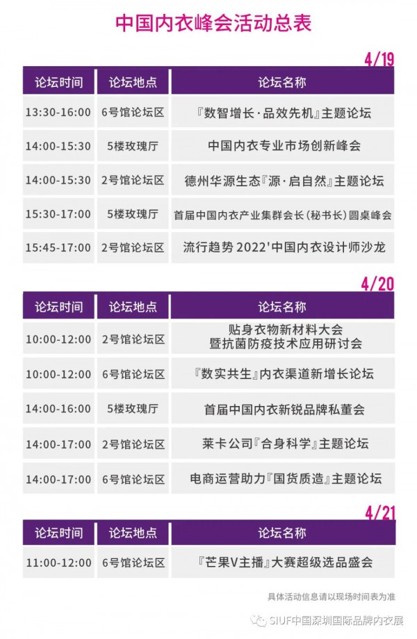 4月19-21日深圳内衣展 中国内衣峰会11场论坛,快来pick你想看的