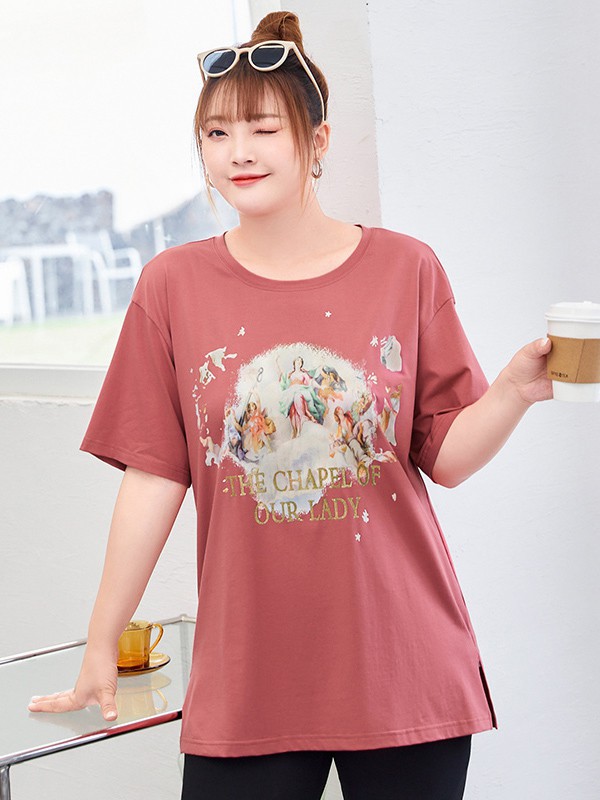 胖美眉要入手的红色T恤 慕姗诗怡女装大方得体