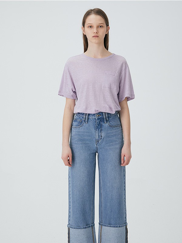 夏天什么颜色的上衣适合搭配牛仔阔腿裤