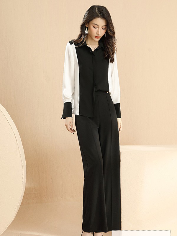 黑色西装阔腿裤搭配什么样的上衣好看