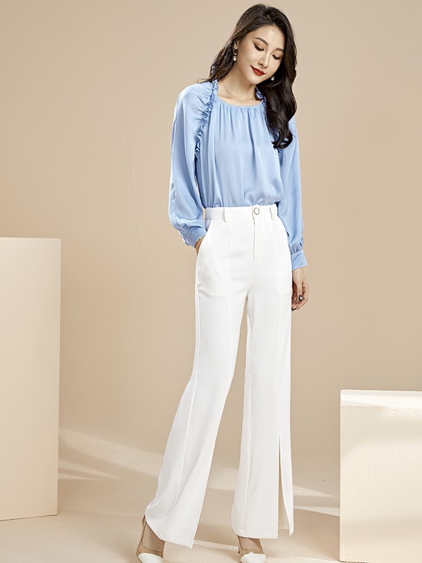 直筒样式的裤子应该怎么选择合适的上衣搭配