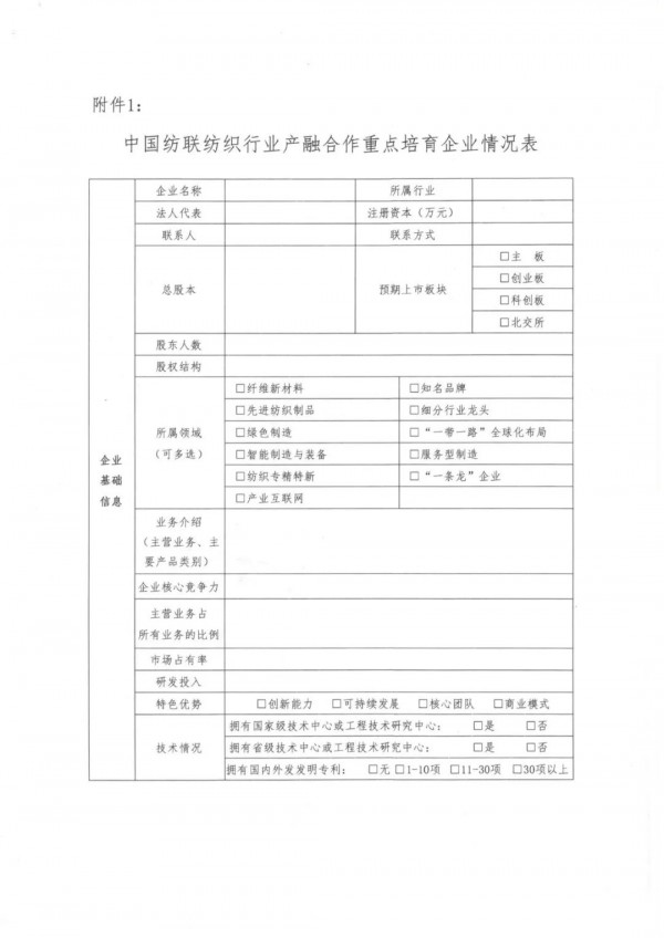 2022至2023年度纺织重点培育拟上市企业和创新型孵化项目开始征集