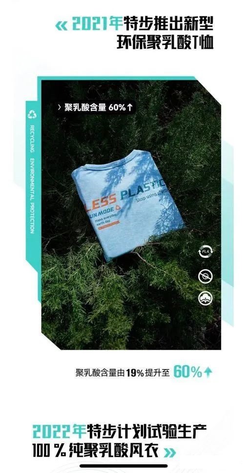 创新产品!特步计划第三季度推出100%聚乳酸风衣