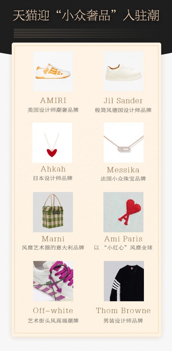 天猫迎“小众奢品”入驻潮 极简风Jil Sander,潮牌AMIRI都来了