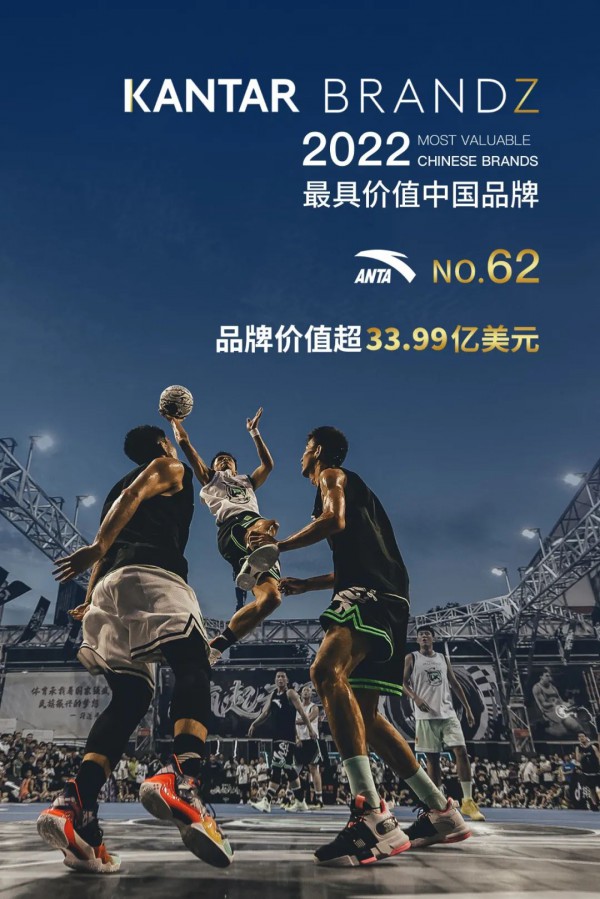 安踏再上榜凯度BrandZ最具价值中国品牌百强 连续四年蝉联服饰行业第一