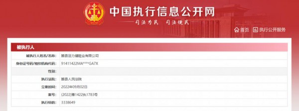 足力健被强制执行 333 万