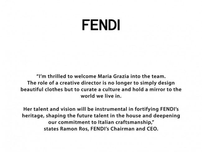 熹妃回宫,FENDI官宣Maria Grazia Chiuri为首席创意官